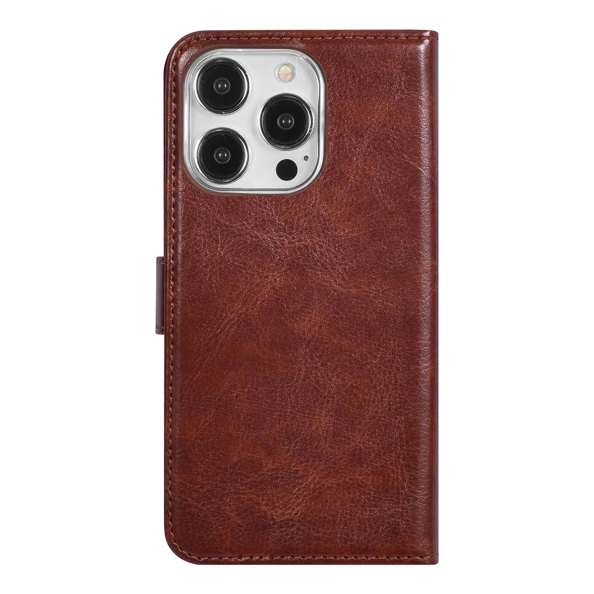 Tuniq iPhone 15 Pro - Θήκη Πορτοφόλι Stand από Δερματίνη - Καφέ
