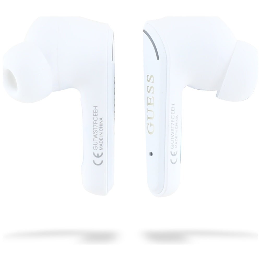 Guess TWS Flat Classic Logo Electroplated - Bluetooth 5.4 - Ασύρματα ακουστικά για Κλήσεις / Μουσική - White
