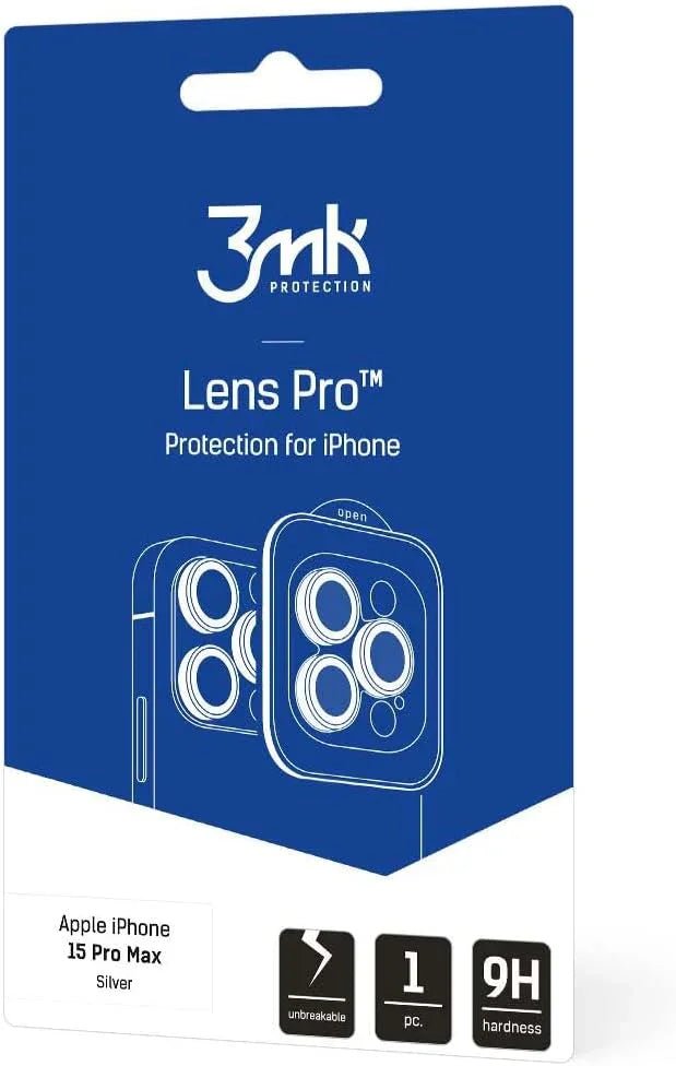 3MK iPhone 15 Pro Max Lens Protection Pro 9H Αντιχαρακτικό Γυαλί για την Κάμερα - Silver