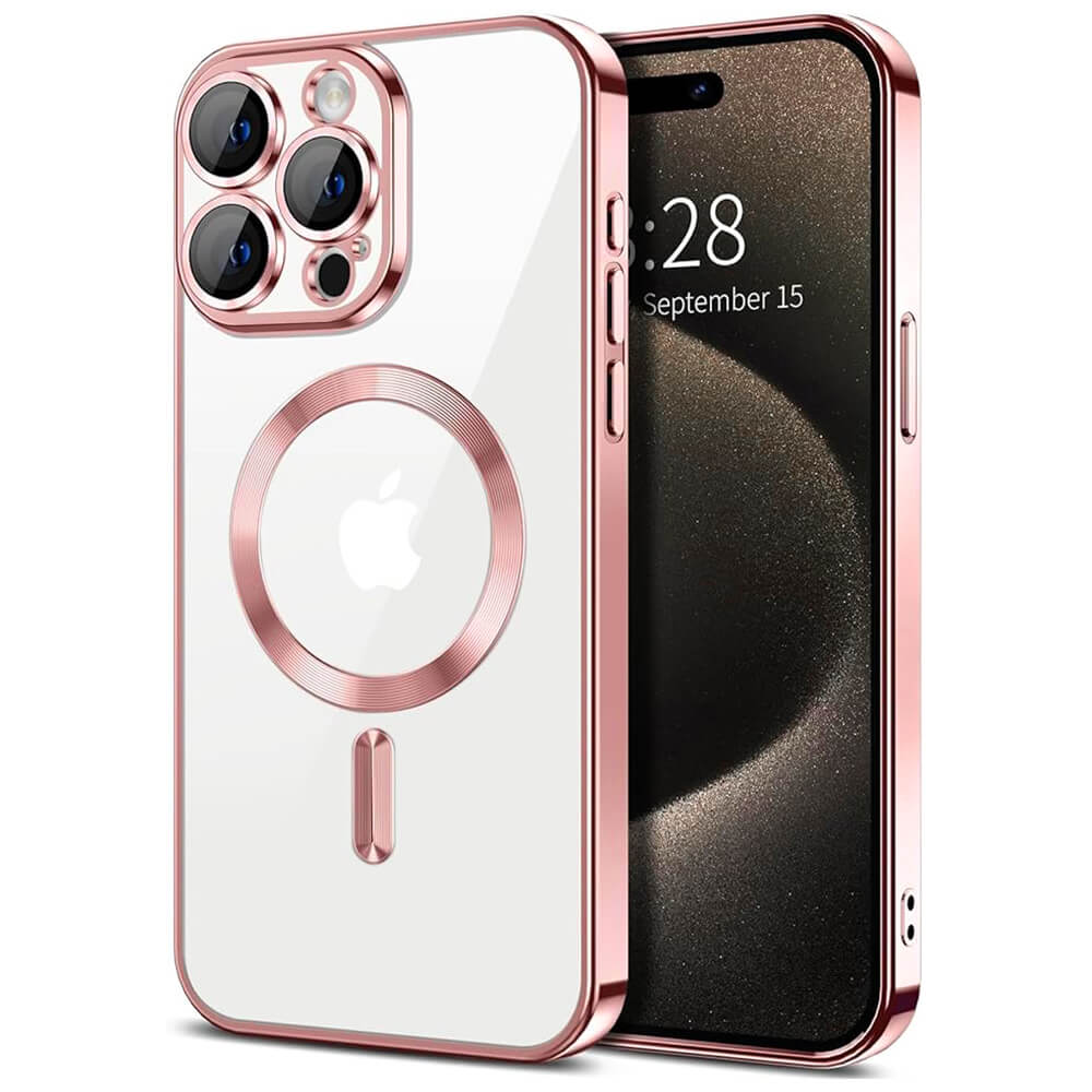Techsuit iPhone 15 Pro Max - Luxury Crystal MagSafe - Θήκη Σιλικόνης - Pink