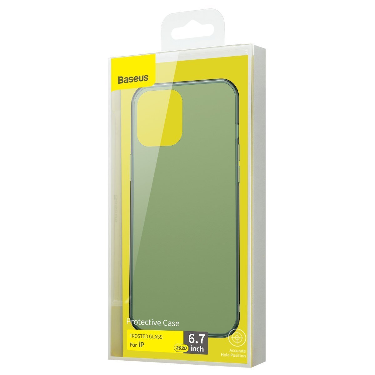 Baseus iPhone 12 Pro Max Frosted Glass Θήκη με Πλαίσιο Σιλικόνης και Όψη Γυαλιού Tempered Glass - Green - WIAPIPH67N - WS06