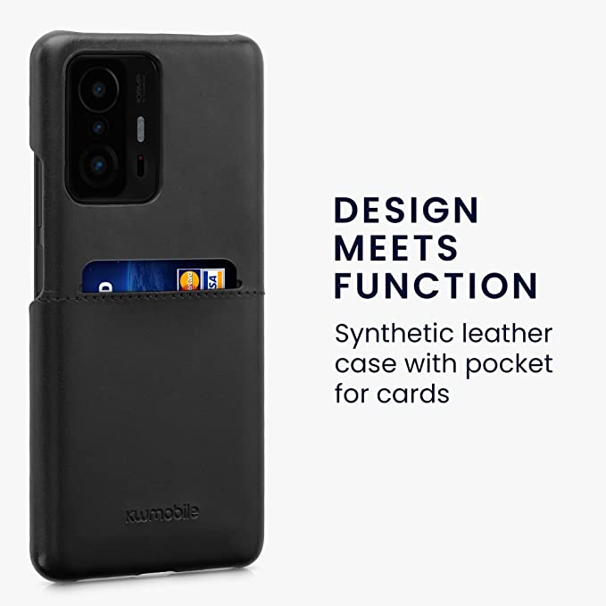 KW Xiaomi 11T / 11T Pro Θήκη με Επένδυση Συνθετικού Δέρματος και Υποδοχή για Κάρτα - Black - 57271.01