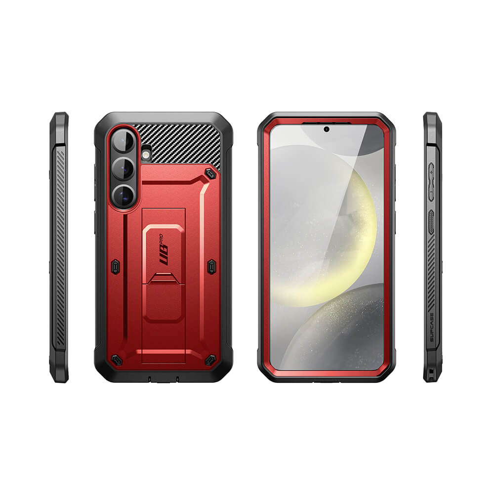 Supcase Samsung Galaxy S25 Unicorn Beetle Pro Σκληρή Θήκη με Προστασία Οθόνης και Stand - Metallic Red