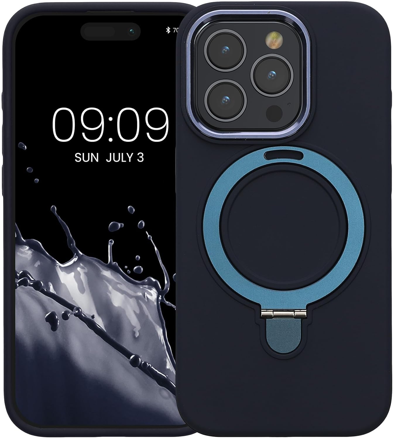 Kalibri iPhone 15 Pro Θήκη Σιλικόνης με MagSafe / Stand - Dark Blue