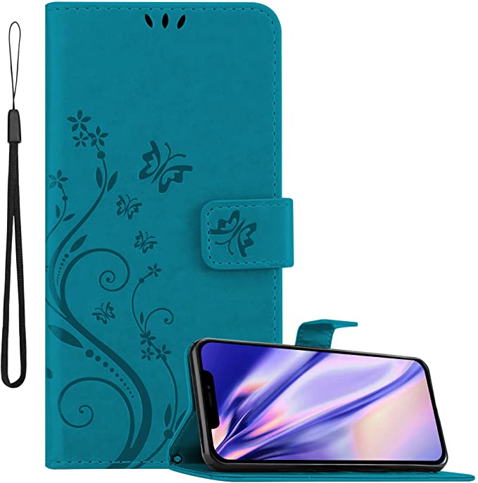 Cadorabo iPhone 13 Pro Θήκη Πορτοφόλι Stand από Δερματίνη - Floral - Blue