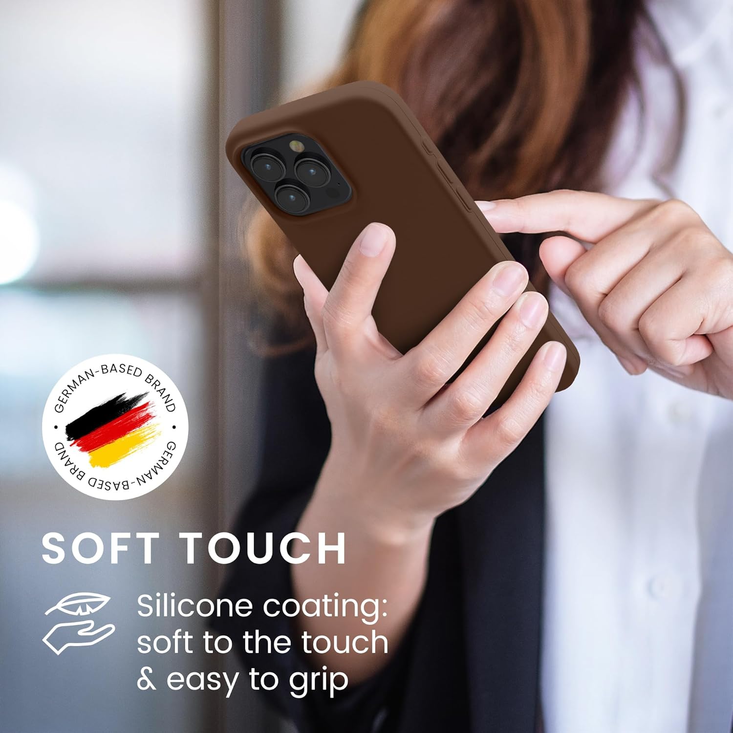 KW iPhone 15 Pro Max Θήκη Σιλικόνης Rubberized TPU - Chocolate