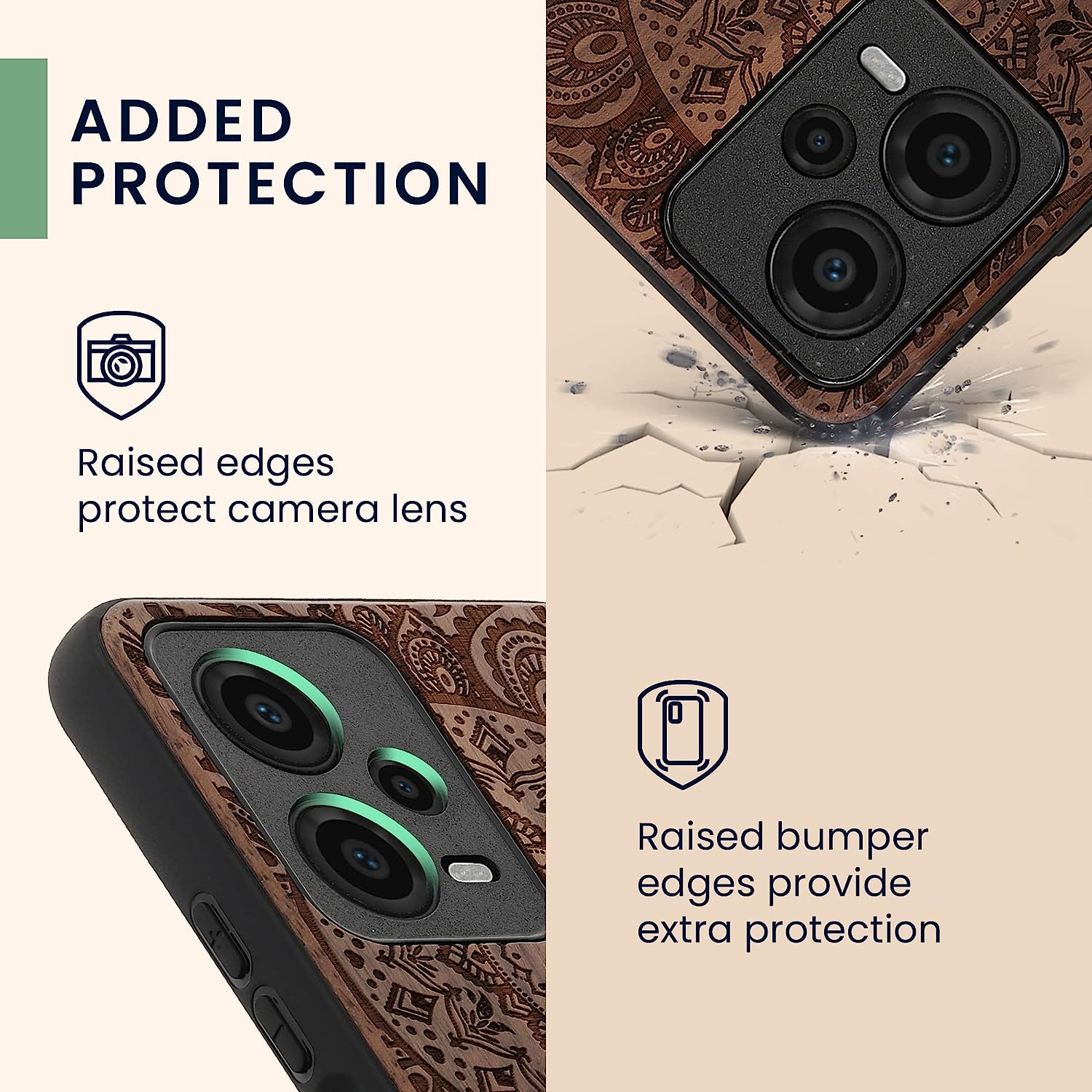 KW Xiaomi Redmi Note 12 5G / Xiaomi Poco X5 5G Θήκη από Φυσικό Ξύλο - Design Indian Sun - Dark Brown - 60891.03