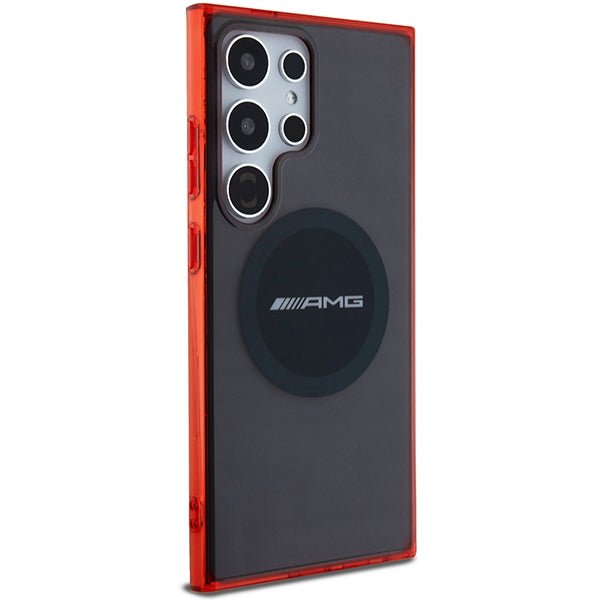 AMG Samsung Galaxy S24 Ultra Transparent Bicolor MagSafe Σκληρή Θήκη με Πλαίσιο Σιλικόνης και MagSafe - Ημιδιάφανη / Black - Red - AMHMS24L23HBCK