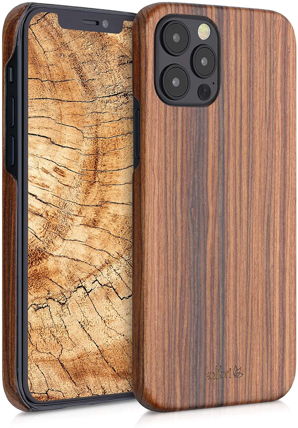 Kalibri iPhone 12 / iPhone 12 Pro Σκληρή Θήκη από Φυσικό Ξύλο - Brown - 53047.05