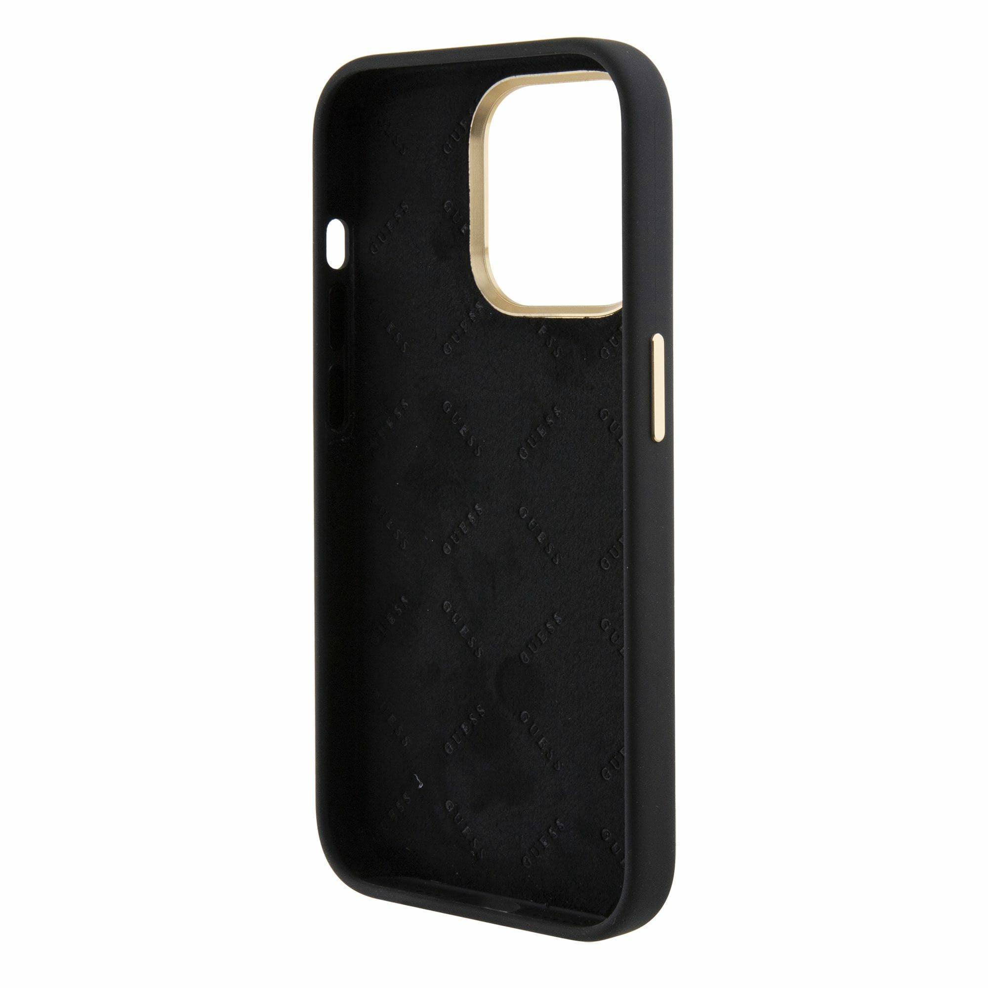 Guess iPhone 15 Pro Max Silicone Logo Strass 4G Σκληρή Θήκη με Πλαίσιο Σιλικόνης - Black - GUHCP15XM4DGPK