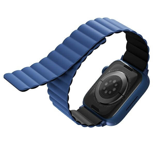 Uniq Λουράκι Apple Watch 2 / 3 / 4 / 5 / 6 / 7 / 8 / 9 / SE / ULTRA 1 / ULTRA 2 - 42 / 44 / 45 / 49 mm Revix Μαγνητικό Σιλικόνης Διπλής Όψης - Black / Blue