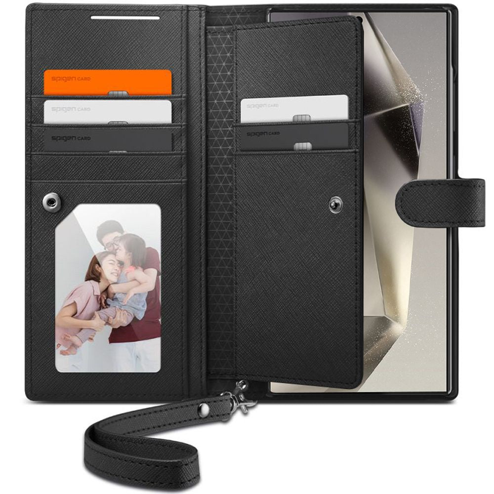 Spigen Samsung Galaxy S24 Ultra Wallet S Plus Θήκη Πορτοφόλι από Δερματίνη - Black