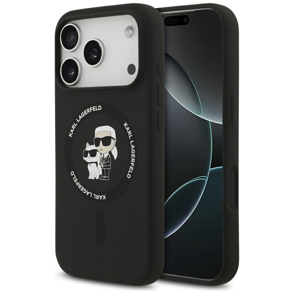 Karl Lagerfeld iPhone 17 Pro - Silicone Karl and Choupette Ring MagSafe Θήκη Σιλικόνης - Black - KLHMP17LSCMKCRHK