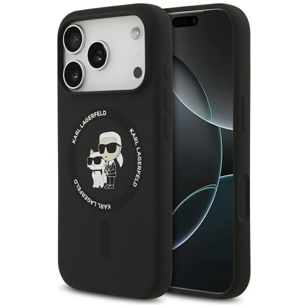 Karl Lagerfeld iPhone 17 Pro - Silicone Karl and Choupette Ring MagSafe Θήκη Σιλικόνης - Black - KLHMP17LSCMKCRHK