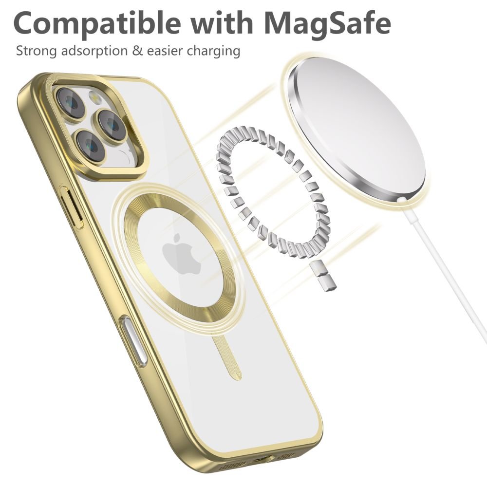 Tech - Protect iPhone 16 Pro Max MagFlex Θήκη Σιλικόνης TPU με MagSafe - Διάφανη / Satin Gold