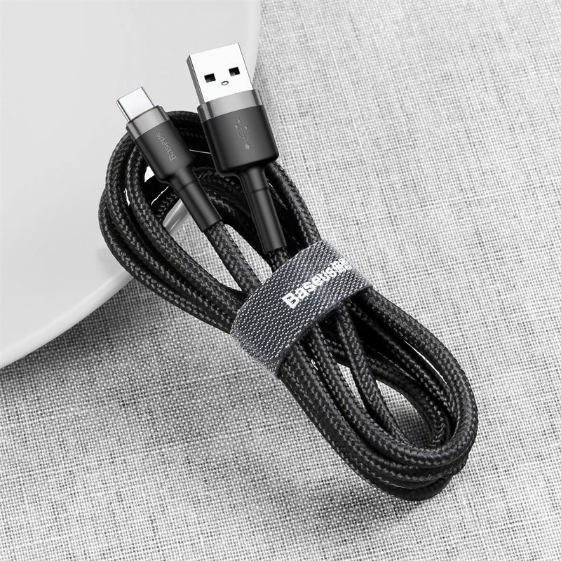 Baseus Cafule Cable Type - C 3A - Καλώδιο Γρήγορης Φόρτισης Type - C 1M - Black / Grey - CATKLF - BG1