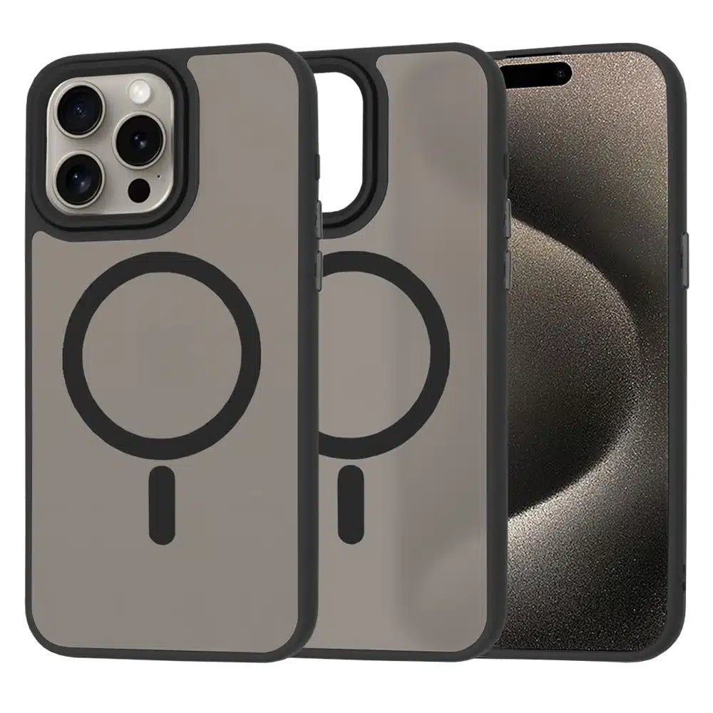 Techsuit iPhone 15 Pro Max - HaloFrost MagSafe - Σκληρή Θήκη με Πλαίσιο Σιλικόνης - Black