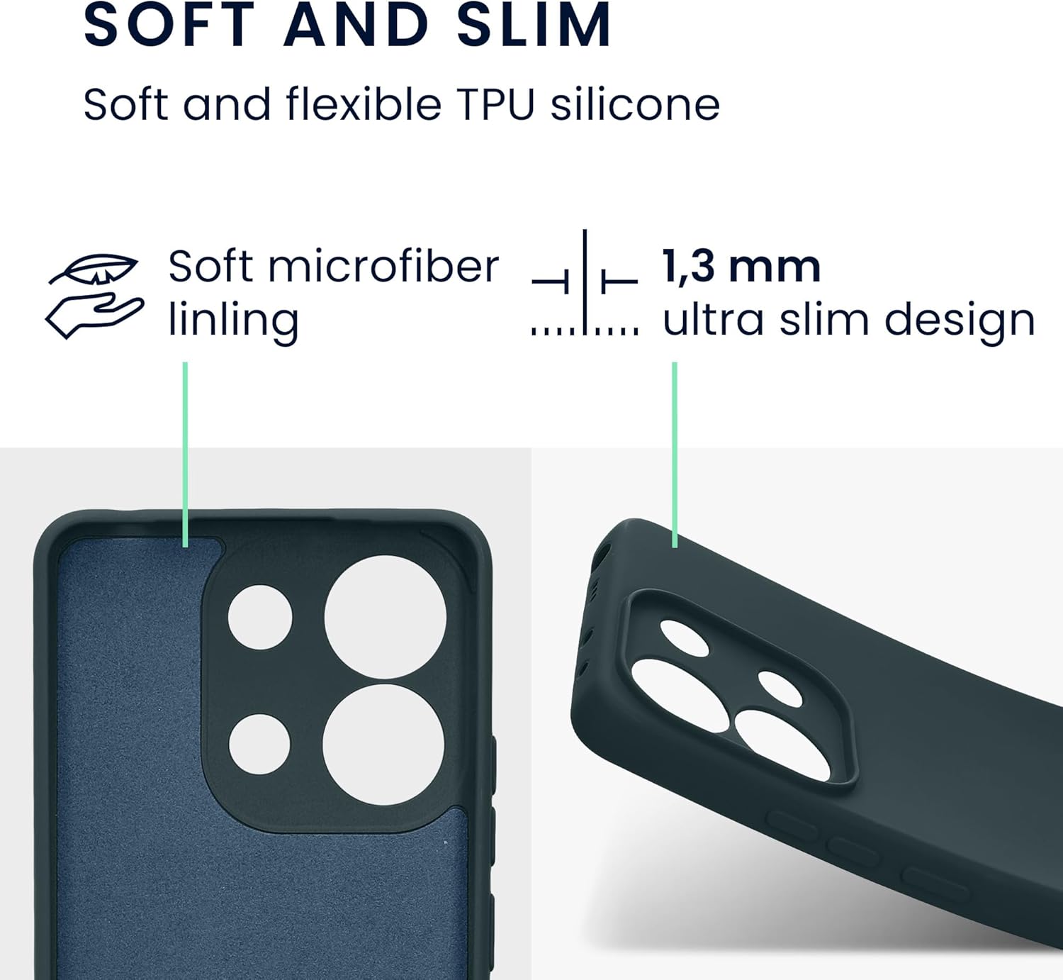 KW Xiaomi Redmi Note 13 4G λεπτή Θήκη Σιλικόνης Rubberized TPU - Dark Slate