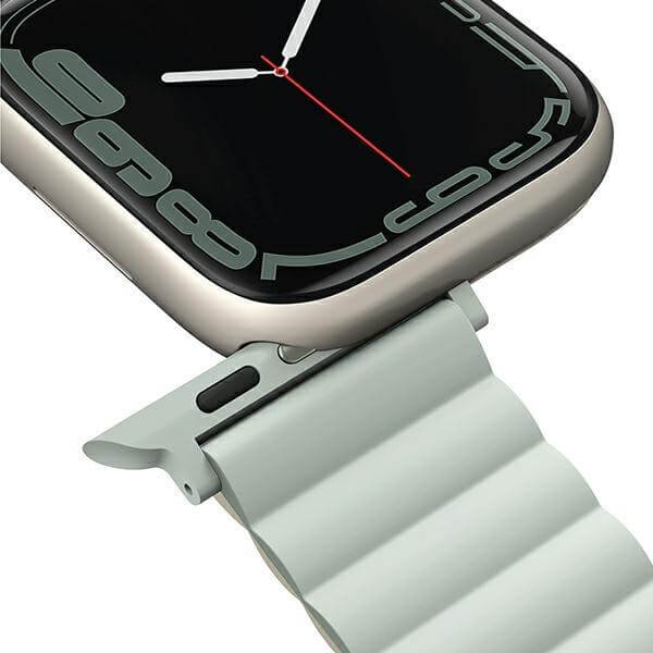 Uniq Λουράκι Apple Watch 2 / 3 / 4 / 5 / 6 / 7 / 8 / 9 / SE / ULTRA 1 / ULTRA 2 - 42 / 44 / 45 / 49 mm Revix Μαγνητικό Σιλικόνης Διπλής Όψης - Sage / Beige