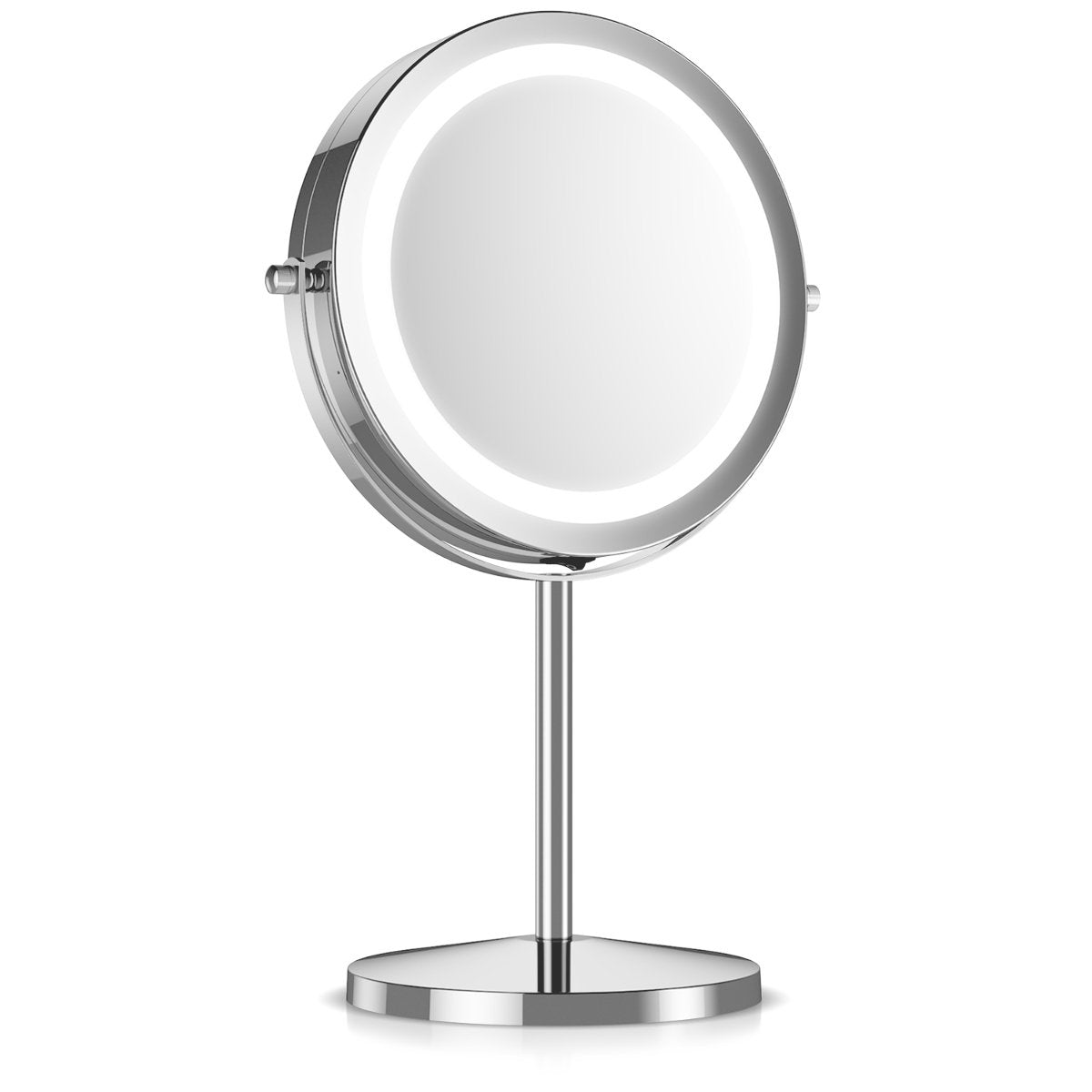 Navaris LED Illuminated Two - Sided Vanity Makeup Mirror - Περιστρεφόμενος Φωτιζόμενος Καθρέπτης LED - Silver - 41188