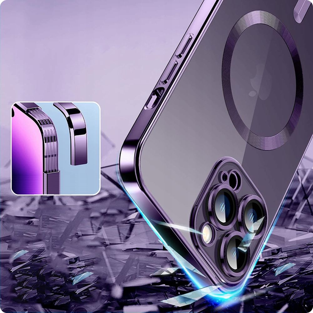 Tech - Protect iPhone 14 Pro Max Magshine Θήκη Σιλικόνης TPU με Magsafe - Διάφανη / Purple