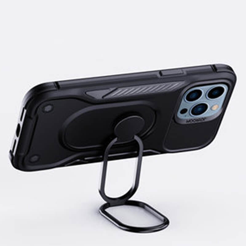 Joyroom iPhone 14 Pro Dual Hinge Σκληρή Θήκη Υψηλής Προστασίας με Δαχτυλίδι Συγκράτησης - Black - JR - 14S2