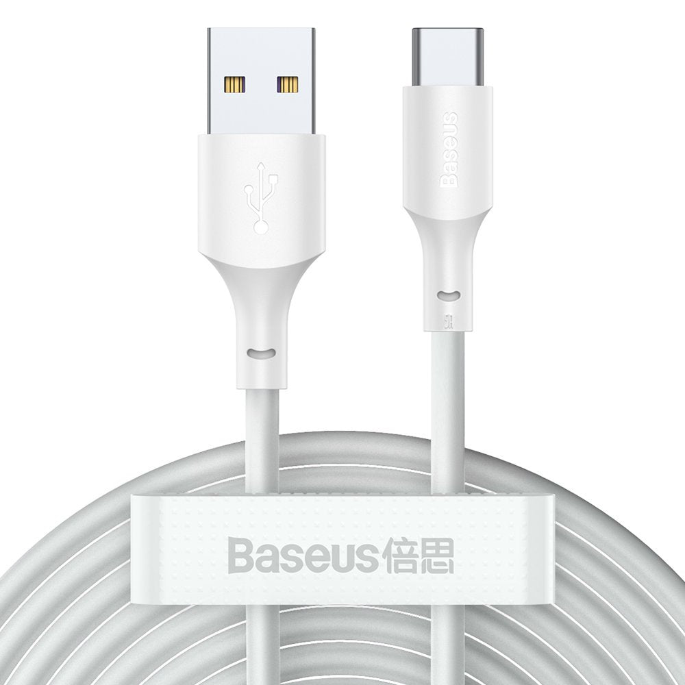 Baseus Simple Wisdom Cable Type - C 5A 40W - Καλώδιο Γρήγορης Φόρτισης Type - C 1,5M - 2 Τεμάχια - White - TZCATZJ - 02