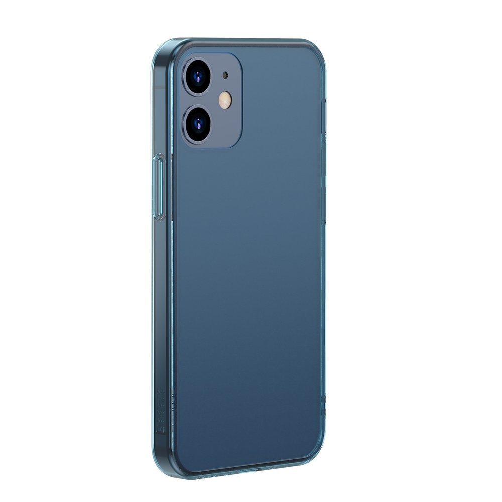 Baseus iPhone 12 / iPhone 12 Pro Frosted Glass Θήκη με Πλαίσιο Σιλικόνης και Όψη Γυαλιού Tempered Glass - Navy Blue - WIAPIPH61P - WS03