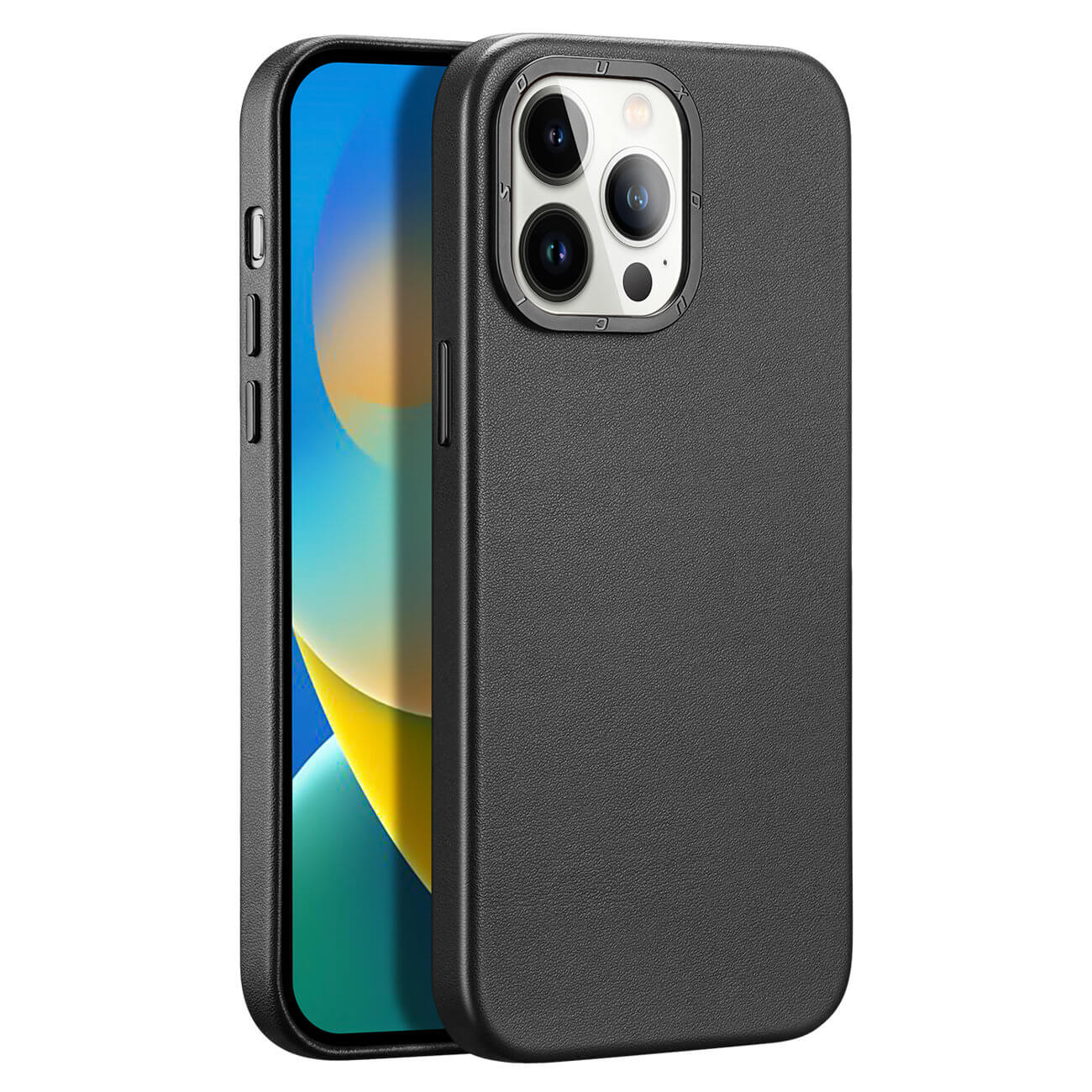Dux Ducis iPhone 14 Pro Max Grit Leather Case Θήκη με Επένδυση Συνθετικού Δέρματος και MagSafe - Black