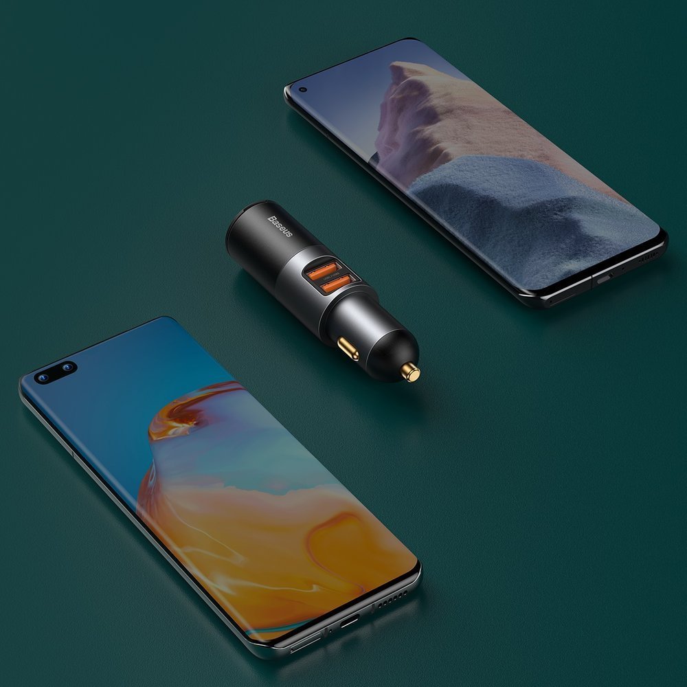 Baseus Share Together 120W Φορτιστής Αυτοκινήτου Γρήγορης Φόρτισης με 2 Θύρες USB - Grey - CCBT - D0G