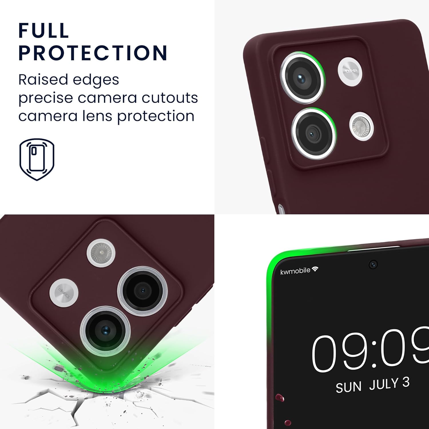 KW Xiaomi Redmi Note 13 5G Λεπτή Θήκη Σιλικόνης Rubberized TPU - Bordeaux Purple