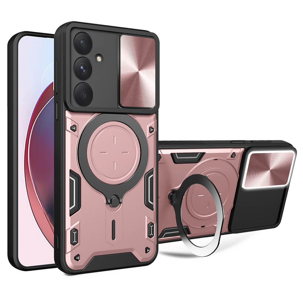 Techsuit Samsung Galaxy A55 5G - CamGuard Pro - Σκληρή Θήκη με Προστασία Καμερών και Δαχτυλίδι Συγκράτησης - Rose Gold
