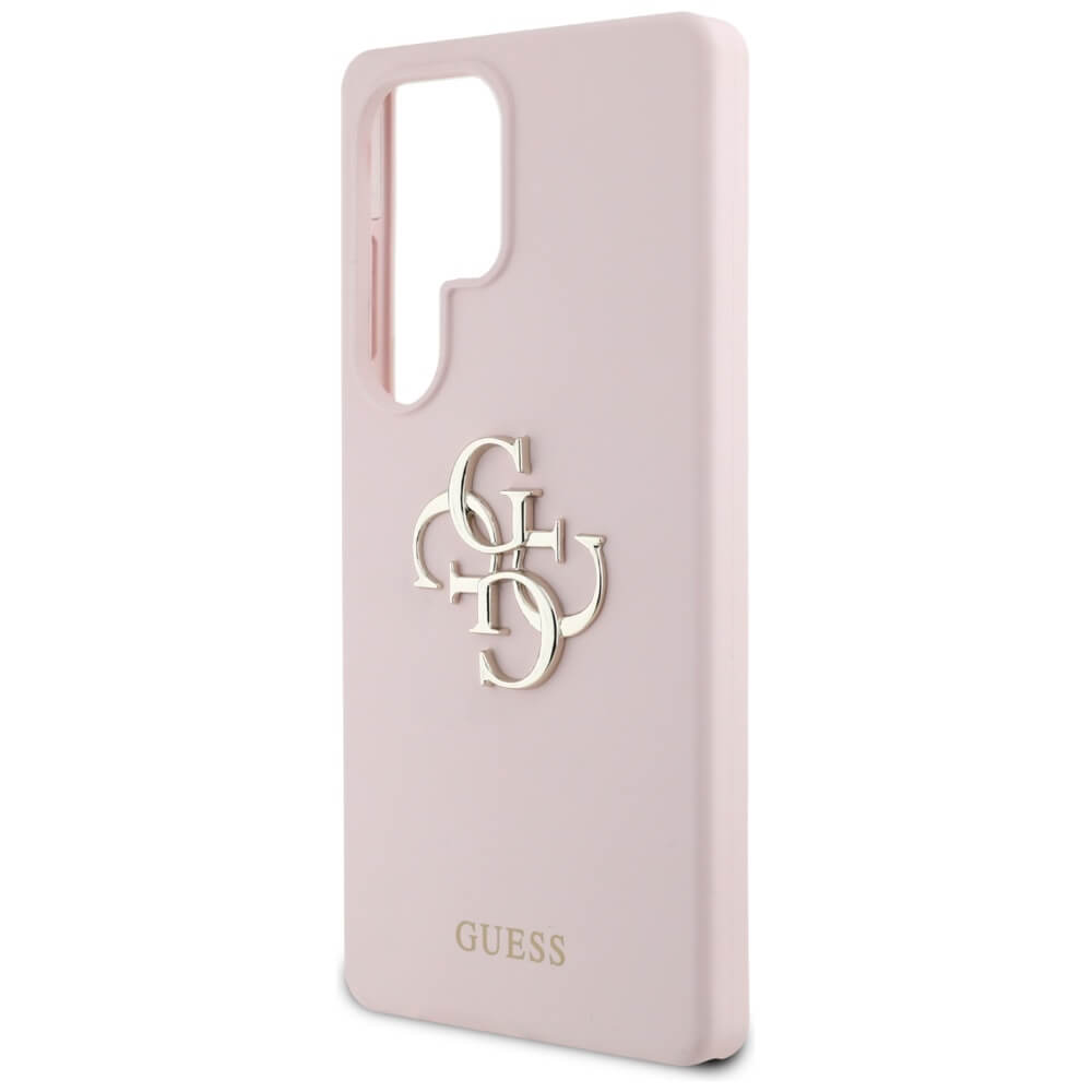 Guess Samsung Galaxy S25 Ultra - Silicone Big 4G Logo Bottom Script - Σκληρή Θήκη με Πλαίσιο Σιλικόνης - Pink - GUHCS25LS4SMDP