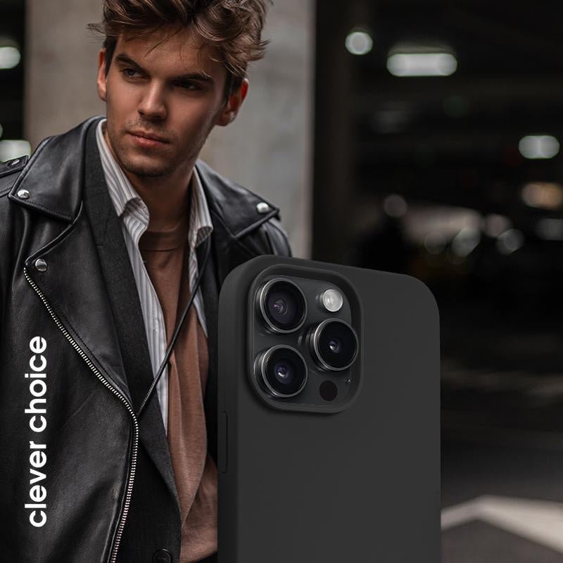 Crong iPhone 15 Pro Max Color Cover Magnetic - Θήκη Σιλικόνης με MagSafe - Black