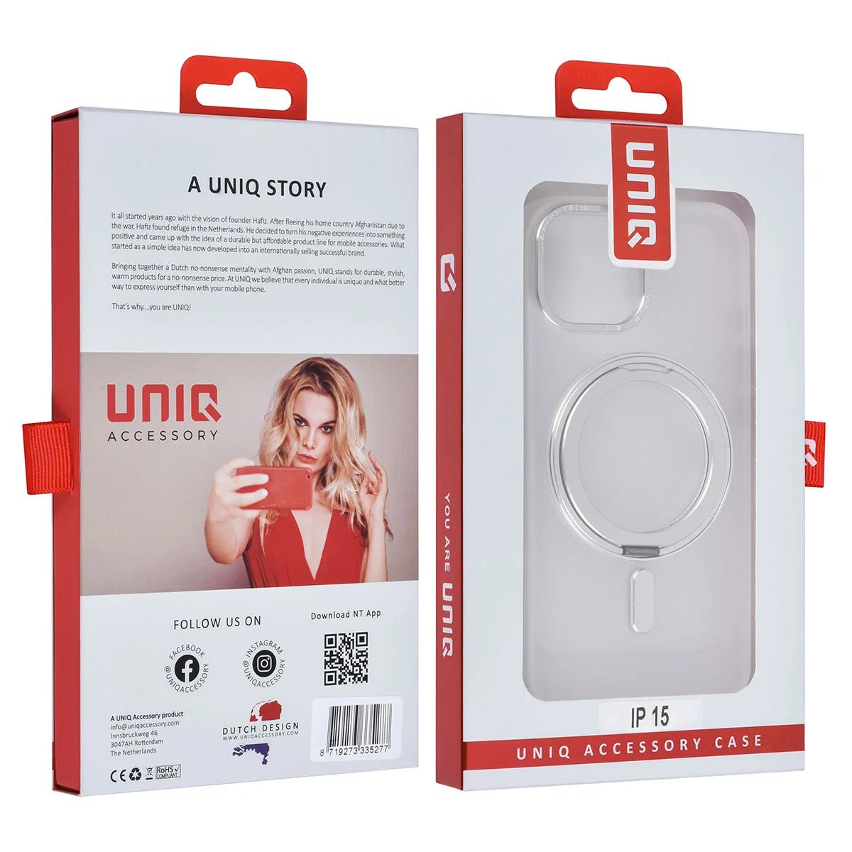 Tuniq iPhone 15 - Σκληρή MagSafe Θήκη με Περιστρεφόμενο Δαχτυλίδι Συγκράτησης - Ημιδιάφανο / Λευκό