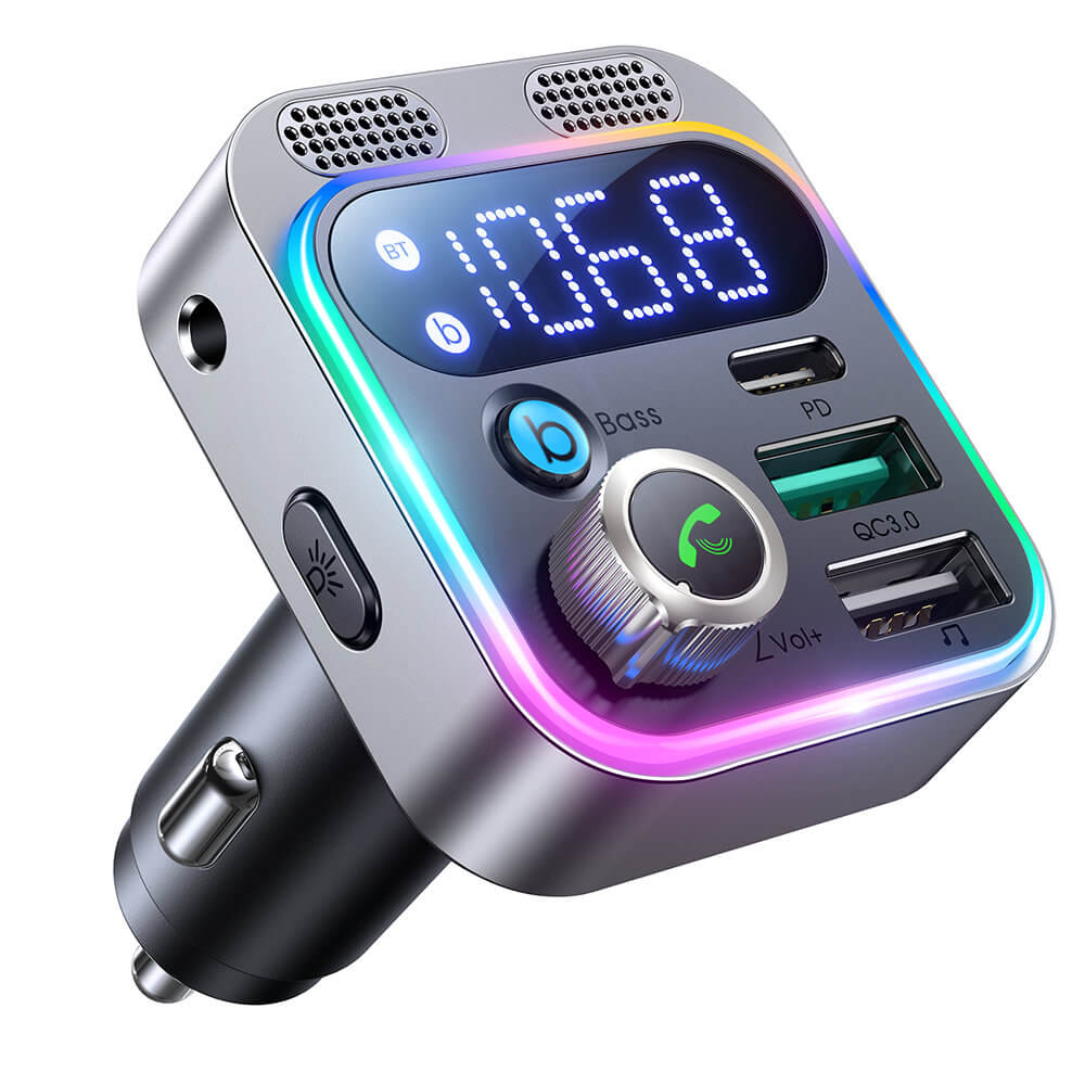 Joyroom JR - CL16 Bluetooth 5.0 FM Transmitter για Αναπαραγωγή Μουσικής / Κλήσεις / Φόρτιση Κινητών στο Αυτοκίνητο 48W - Black