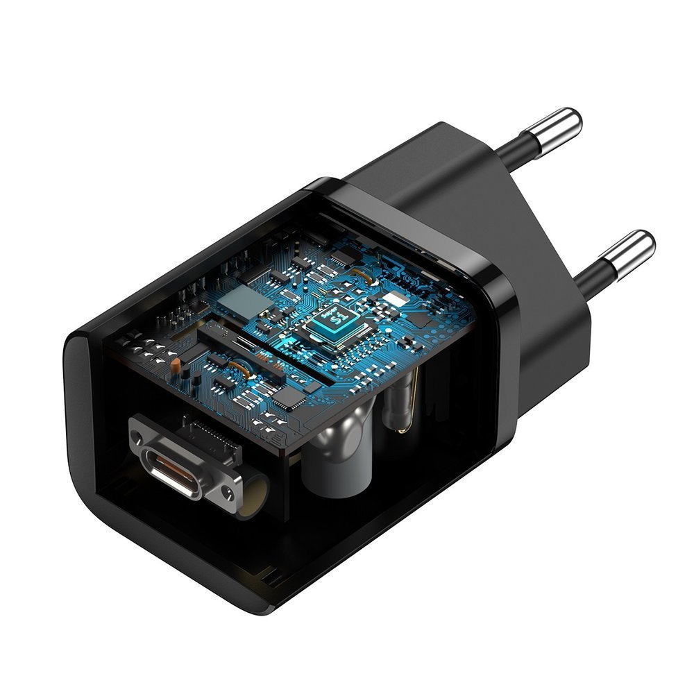 Baseus Super Si PD 25W Οικιακός Φορτιστής με Θύρα Type - C και καλώδιο Type - C to Type - C - Black - TZCCSUP - L01