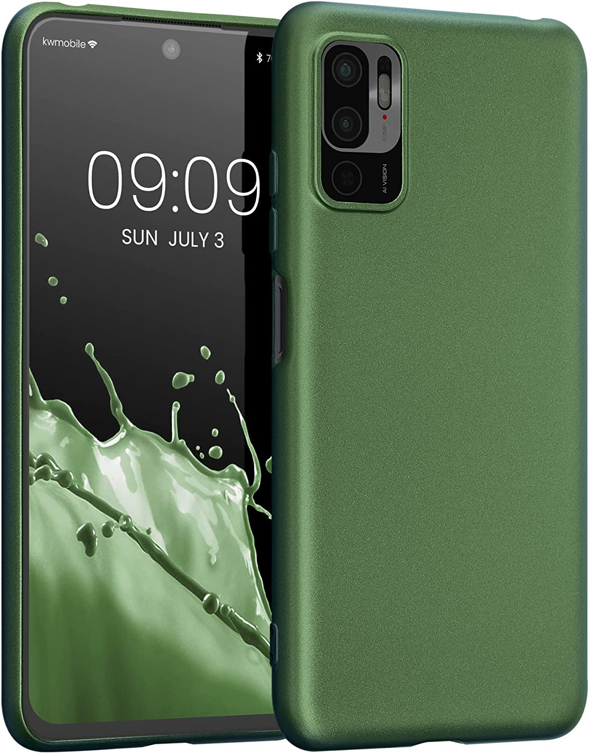KW Xiaomi Redmi Note 10 5G / Poco M3 Pro 5G Θήκη Σιλικόνης TPU - Metallic Forest Green - 57664.233