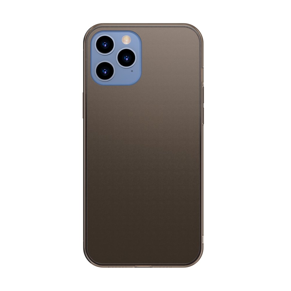 Baseus iPhone 12 Pro Max Frosted Glass Θήκη με Πλαίσιο Σιλικόνης και Όψη Γυαλιού Tempered Glass - Black - WIAPIPH67N - WS01