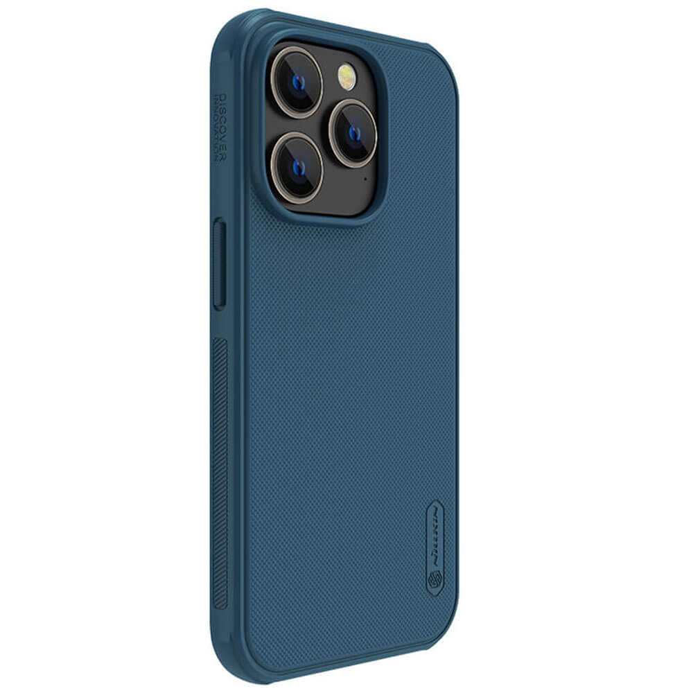 Nillkin iPhone 14 Pro Max Super Frosted Shield Pro Σκληρή Θήκη με Πλαίσιο Σιλικόνης - Blue