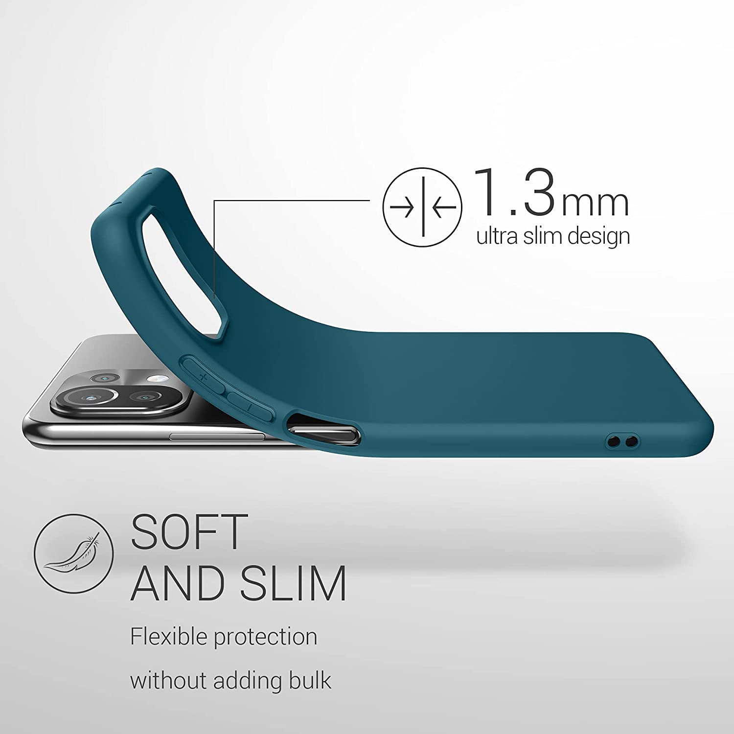 KW Xiaomi Mi 11 Lite / Mi 11 Lite 5G Θήκη Σιλικόνης TPU - Petrol Matte - 54726.57
