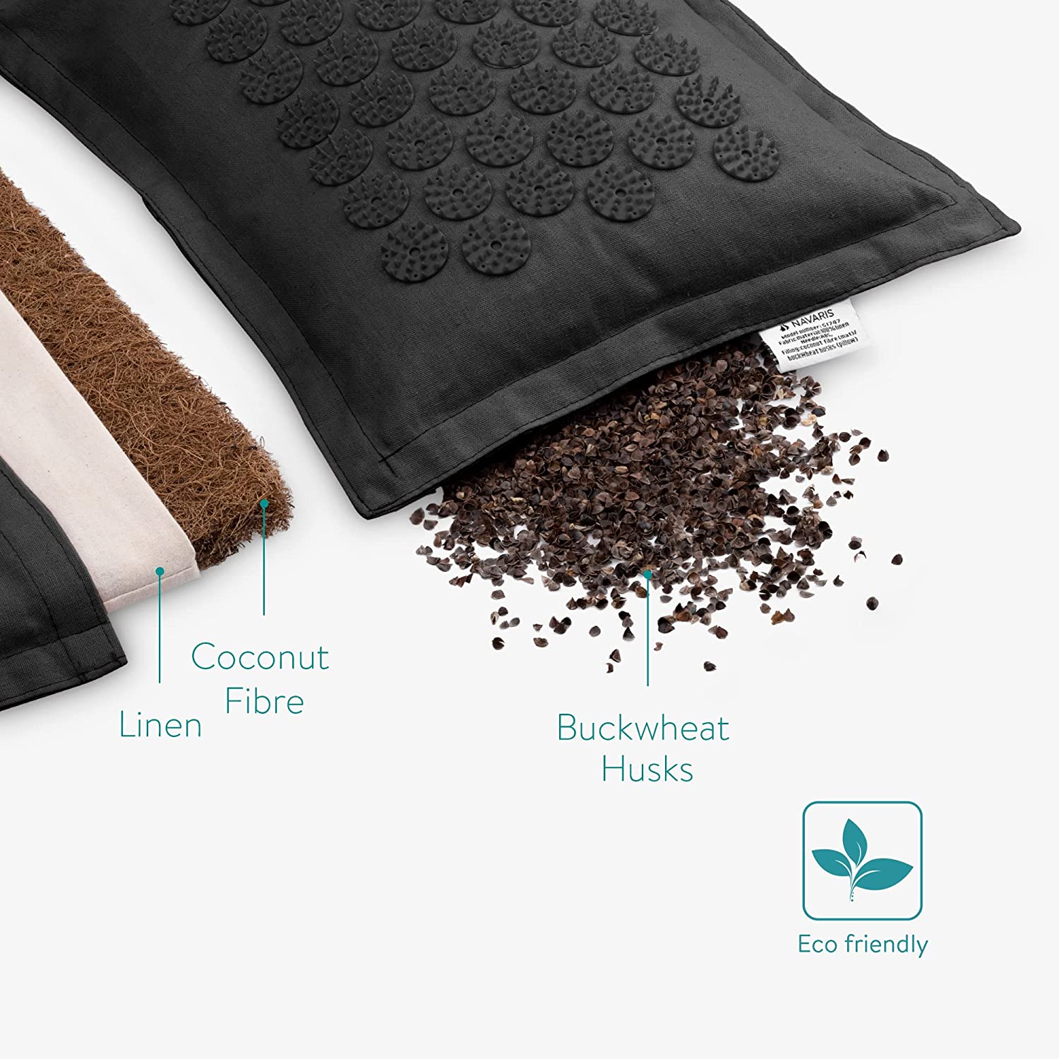 Navaris Eco - Friendly Σετ με Χαλάκι και Μαξιλάρι Μασάζ - Black - 51747.01.01