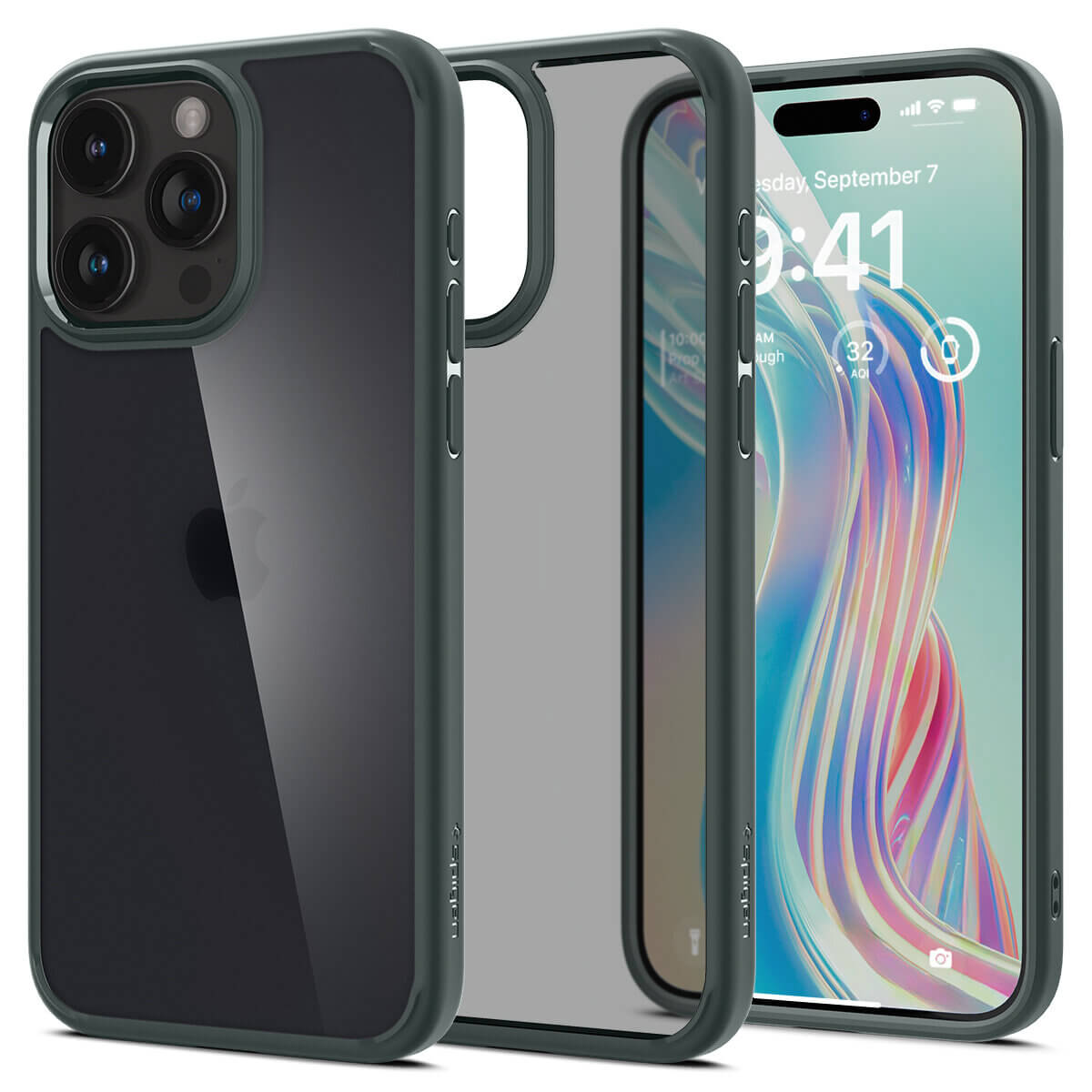 Spigen iPhone 15 Pro Max Ultra Hybrid Σκληρή Θήκη με Πλαίσιο Σιλικόνης - Frost Green