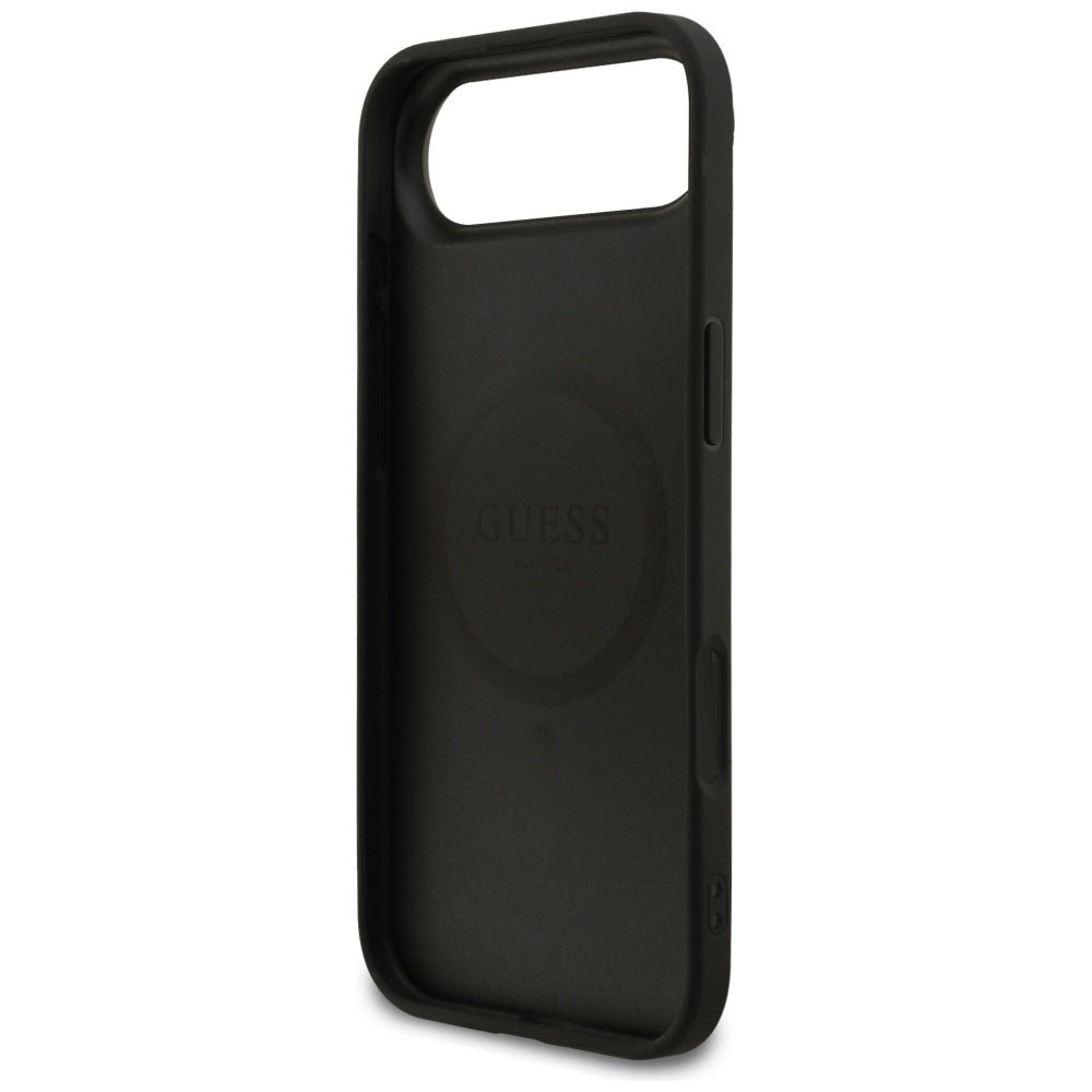 Guess iPhone Air - Grained Ring MagSafe - Σκληρή Θήκη με Πλαίσιο Σιλικόνης και Οικολογικό Δέρμα - Black - GUHMP17MPGHSMMK