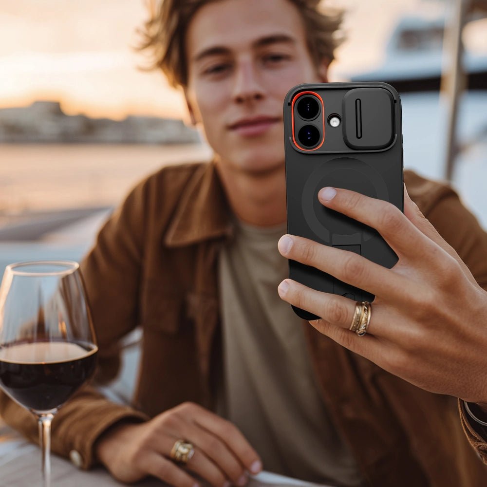 Tech - Protect iPhone 17 - Kevlar Aura MagSafe - Σκληρή Θήκη με Ανοιγόμενο Κάλυμμα Κάμερας και Stand - Black