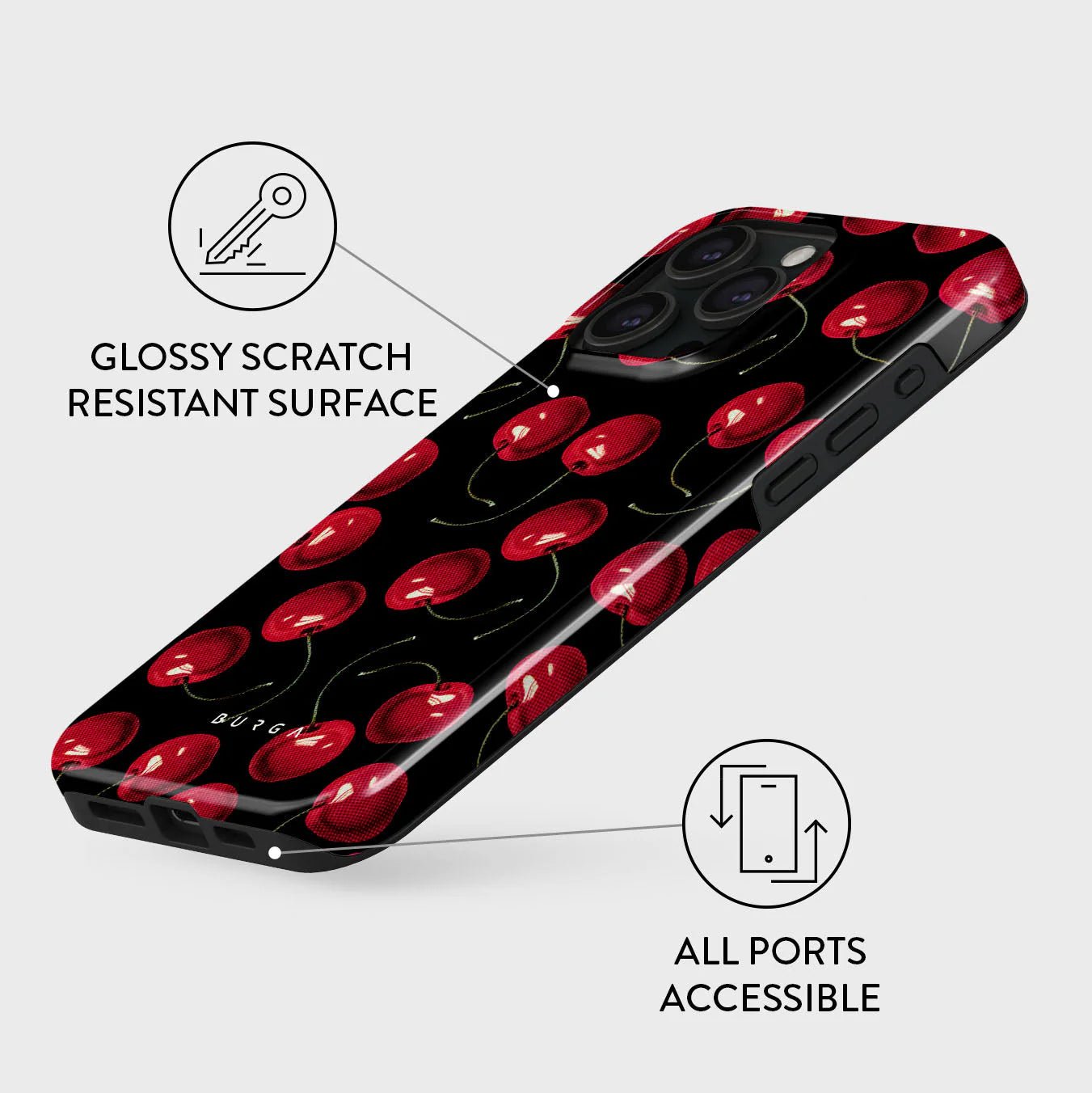 Burga iPhone 15 Pro Fashion Tough MagSafe Σκληρή Θήκη με MagSafe - Cherrybomb