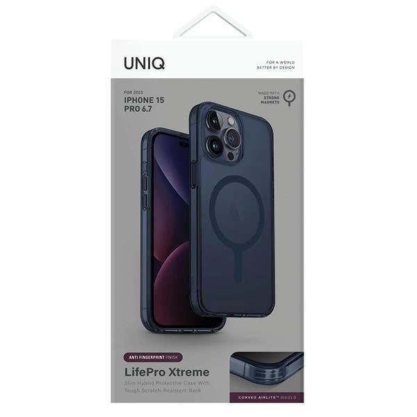 Uniq iPhone 15 Pro Max LifePro Xtreme Magclick Σκληρή Θήκη με Πλαίσιο Σιλικόνης και MagSafe - Blue / Smoke Blue