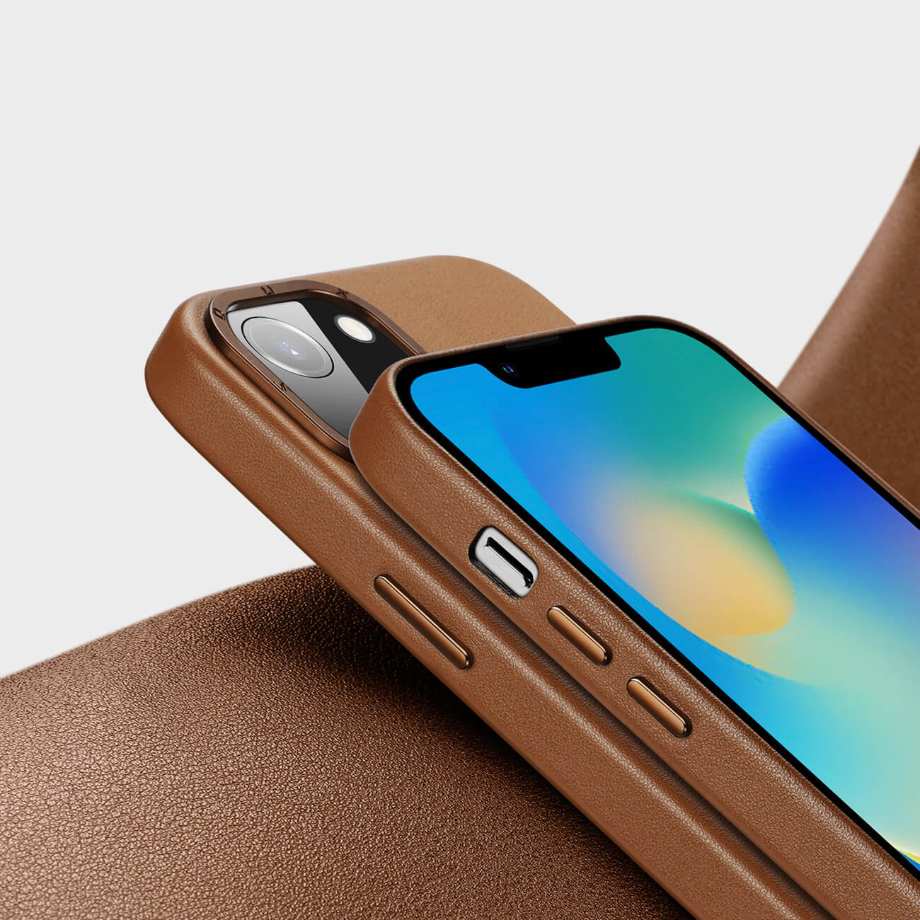 Dux Ducis iPhone 14 Plus Grit Leather Case Θήκη με Επένδυση Συνθετικού Δέρματος και MagSafe - Brown