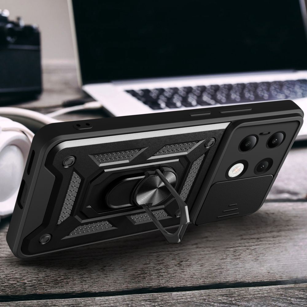 Tech - Protect Xiaomi Redmi Note 13 4G Camshield Pro Σκληρή Θήκη με Πλαίσιο Σιλικόνης και Δαχτυλίδι Συγκράτησης - Black
