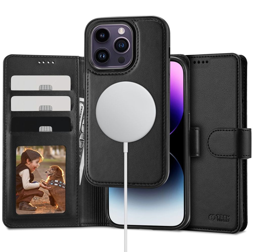 Tech - Protect iPhone 14 Pro Θήκη Πορτοφόλι Stand από Δερματίνη με Αποσπώμενη θήκη MagSafe - Black